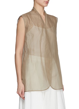 Detail View - Click To Enlarge - BRUNELLO CUCINELLI - Sheer Layer Cotton Linen Blend Safari Gilet