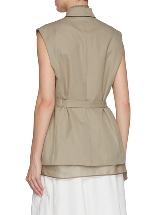 Back View - Click To Enlarge - BRUNELLO CUCINELLI - Sheer Layer Cotton Linen Blend Safari Gilet