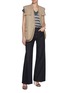 Figure View - Click To Enlarge - BRUNELLO CUCINELLI - V-Neck Cap Sleeve Sequin Embellished Striped Linen Blend Vest