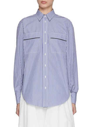 Main View - Click To Enlarge - BRUNELLO CUCINELLI - Monili Pocket Striped Cotton Shirt