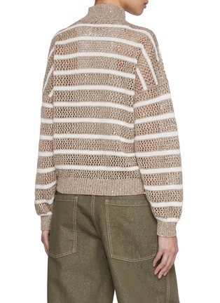 Back View - Click To Enlarge - BRUNELLO CUCINELLI - Sequin Knit Zip Up Cardigan