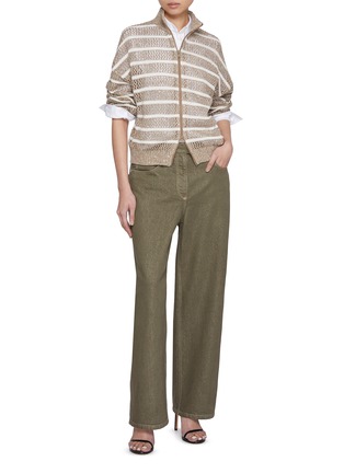 Figure View - Click To Enlarge - BRUNELLO CUCINELLI - Sequin Knit Zip Up Cardigan