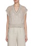 Main View - Click To Enlarge - BRUNELLO CUCINELLI - V-Neck Cap Sleeve Sequin Embellished Linen Blend Vest