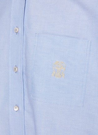  - BRUNELLO CUCINELLI - Boxy Embroidered Pocket Cropped Cotton Oxford Shirt