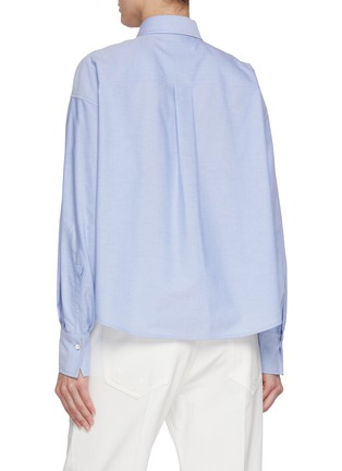 Back View - Click To Enlarge - BRUNELLO CUCINELLI - Boxy Embroidered Pocket Cropped Cotton Oxford Shirt