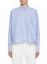 Main View - Click To Enlarge - BRUNELLO CUCINELLI - Boxy Embroidered Pocket Cropped Cotton Oxford Shirt