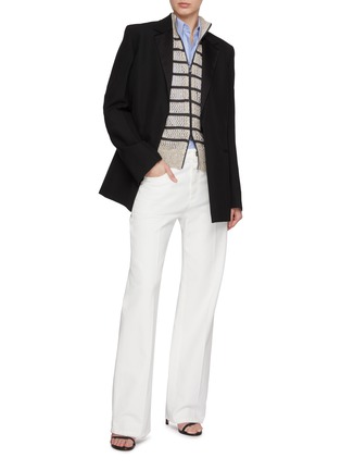Figure View - Click To Enlarge - BRUNELLO CUCINELLI - Boxy Embroidered Pocket Cropped Cotton Oxford Shirt