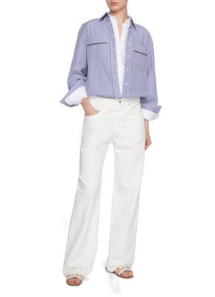 Figure View - Click To Enlarge - BRUNELLO CUCINELLI - Pleated Front Distressed Straight Leg Jeans