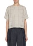 Main View - Click To Enlarge - BRUNELLO CUCINELLI - Sequin Embellished Windowpane Pattern Linen Blend Top