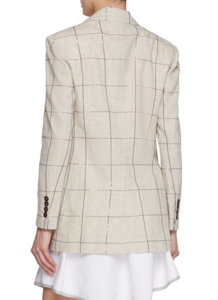 Back View - Click To Enlarge - BRUNELLO CUCINELLI - Windowpane Linen Blazer