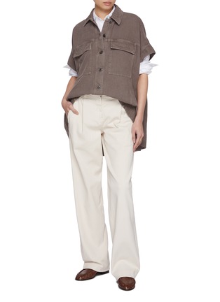 Figure View - Click To Enlarge - BRUNELLO CUCINELLI - Dyed Cotton Linen Workwear Shirt