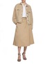 Figure View - Click To Enlarge - BRUNELLO CUCINELLI - Elasticated Belted Cotton Blend Gabardine Midi Skirt