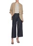 Figure View - Click To Enlarge - BRUNELLO CUCINELLI - Half Elasticated Pleated Front Cropped Denim Pants