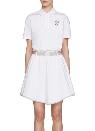 Main View - Click To Enlarge - BRUNELLO CUCINELLI - Belted Logo Cotton Blend Polo Dress