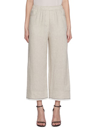 BRUNELLO CUCINELLI | Elasticated Cropped Linen Wide Leg Pants