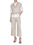 Figure View - Click To Enlarge - BRUNELLO CUCINELLI - Elasticated Cropped Linen Wide Leg Pants