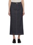 Main View - Click To Enlarge - BRUNELLO CUCINELLI - Contrast Stitch Flared Dark Wash Denim Skirt