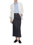 Figure View - Click To Enlarge - BRUNELLO CUCINELLI - Contrast Stitch Flared Dark Wash Denim Skirt