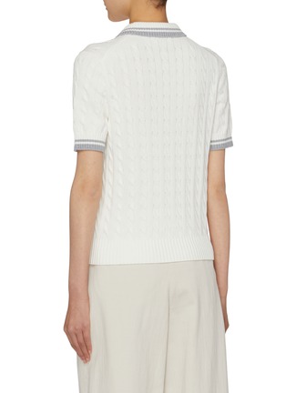 Back View - Click To Enlarge - BRUNELLO CUCINELLI - Spread Collar Sport Club Cable Knit Cotton Polo Shirt