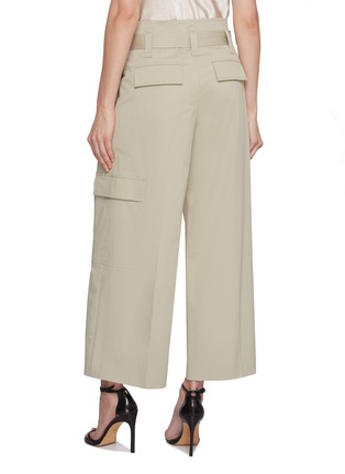 Back View - Click To Enlarge - BRUNELLO CUCINELLI - Belted Front Pleat Cropped Cotton Blend Cargo Pants