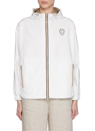 Main View - Click To Enlarge - BRUNELLO CUCINELLI - Hooded Logo Patch Sport Club Jacket