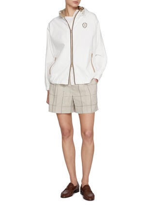 Figure View - Click To Enlarge - BRUNELLO CUCINELLI - Hooded Logo Patch Sport Club Jacket
