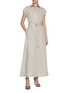 Figure View - Click To Enlarge - BRUNELLO CUCINELLI - Monili Buttoned Down Collar Cap Sleeve Linen Maxi Shirt Dress