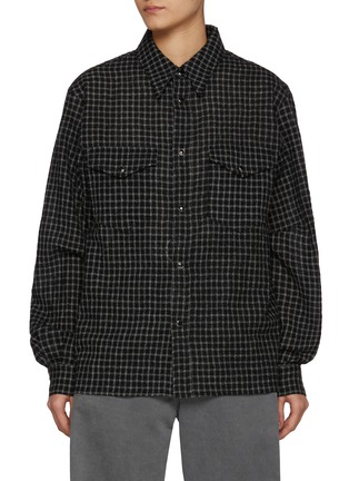 Main View - Click To Enlarge - TONYWACK - Checkered Wool Blend Western Shirt