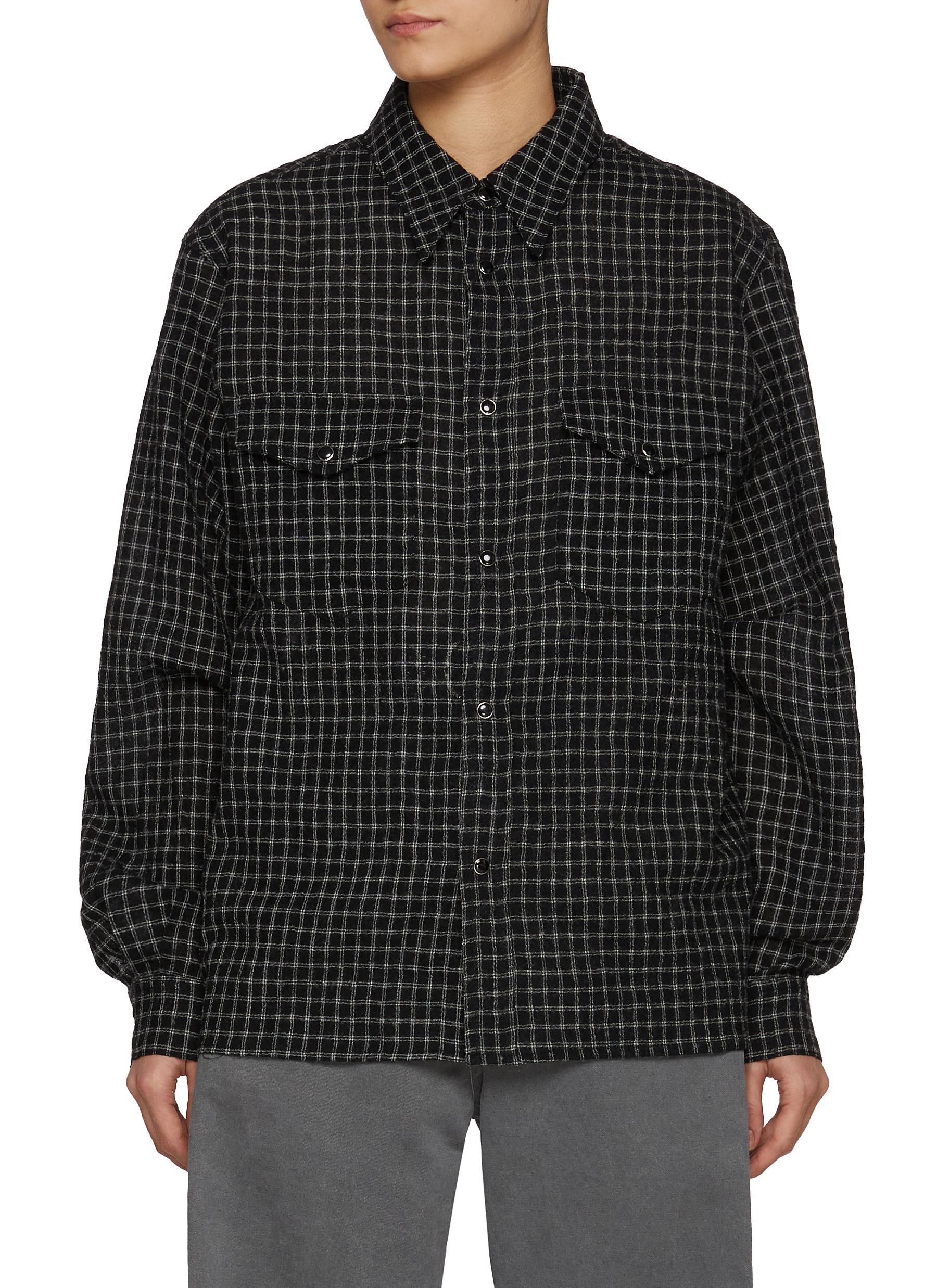 Checkered Wool Blend Western Shirt - Image 1