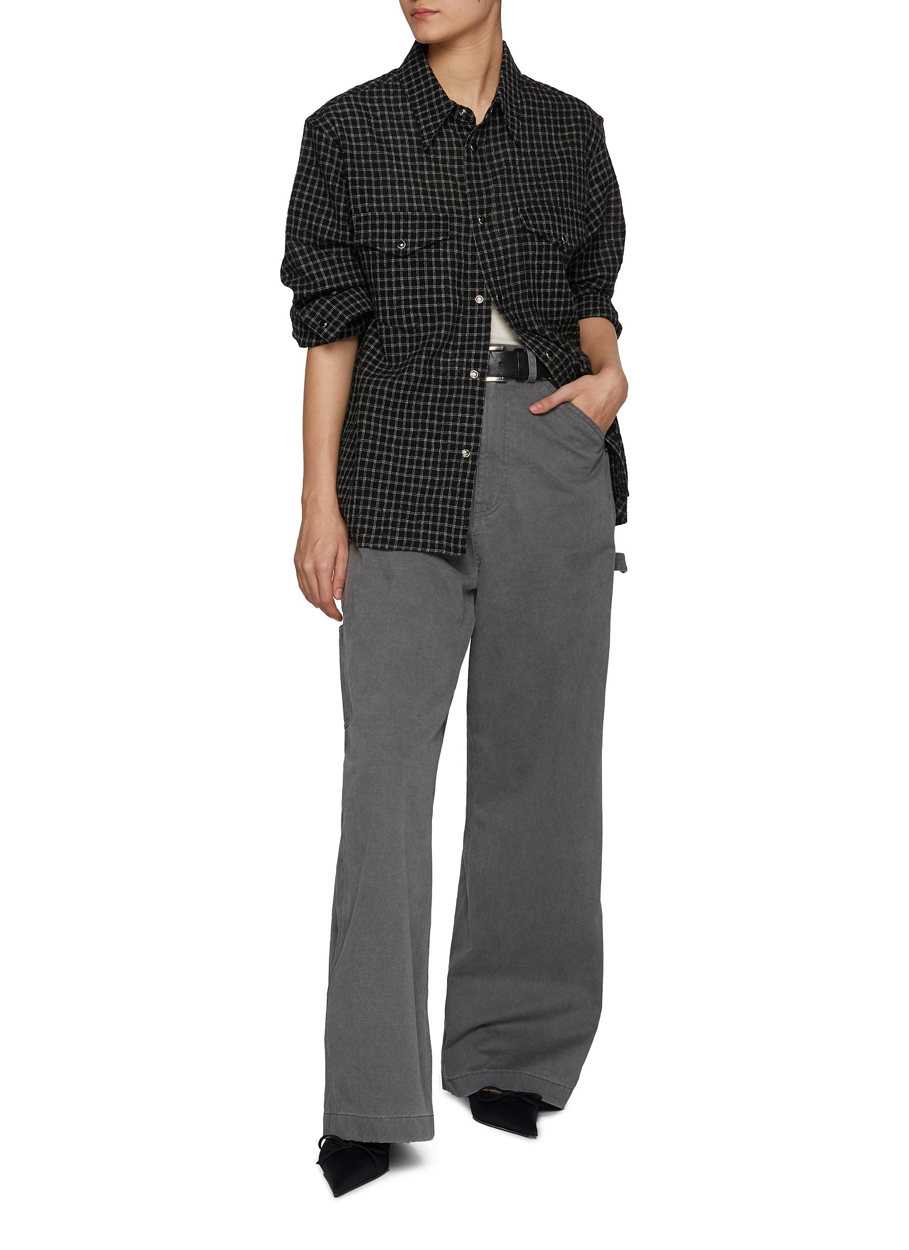 Checkered Wool Blend Western Shirt - Thumbnail 2