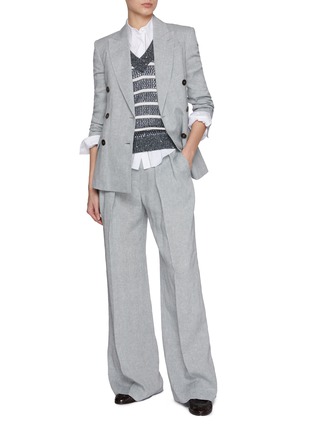 Figure View - Click To Enlarge - BRUNELLO CUCINELLI - Pleated Front Sparkle Tailored Trousers