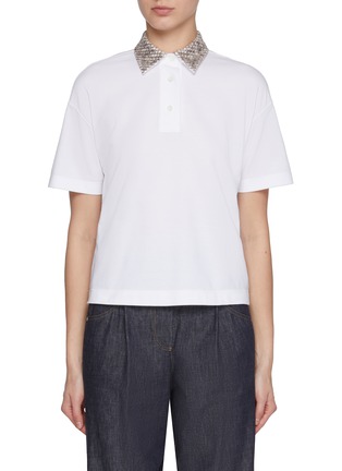 Main View - Click To Enlarge - BRUNELLO CUCINELLI - Embroidered Collar Cotton Polo Shirt