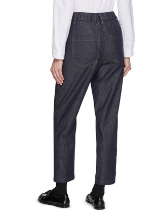 Back View - Click To Enlarge - BRUNELLO CUCINELLI - Elastic Waist Straight Leg Denim Pants