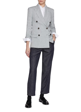 Figure View - Click To Enlarge - BRUNELLO CUCINELLI - Elastic Waist Straight Leg Denim Pants