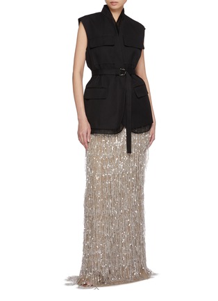 Figure View - Click To Enlarge - BRUNELLO CUCINELLI - Waterfall Sequin Silk Maxi Skirt