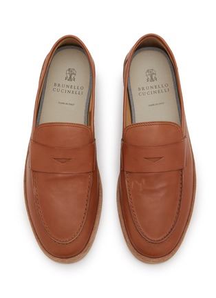 Detail View - Click To Enlarge - BRUNELLO CUCINELLI - Slip On Leather Penny Loafers