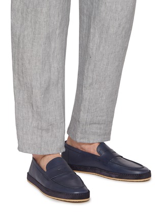 Figure View - Click To Enlarge - BRUNELLO CUCINELLI - Slip On Leather Penny Loafers