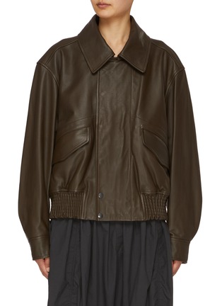 Main View - Click To Enlarge - LEMAIRE - Elasticated Hem Leather Blouson Jacket