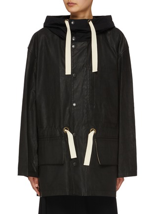 Main View - Click To Enlarge - LEMAIRE - Contrast Drawstring Hooded Cotton Parka