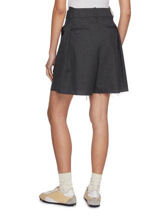 Back View - Click To Enlarge - SONIA CARRASCO - Pleated Fringed Hem Virgin Wool Shorts