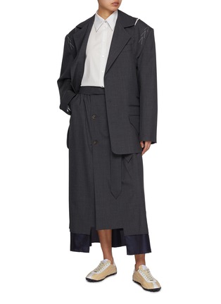 Figure View - Click To Enlarge - SONIA CARRASCO - Layered Hem Virgin Wool Trench Skirt