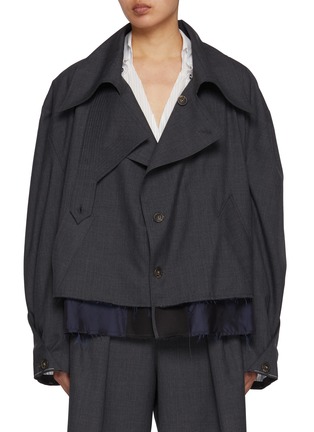 Main View - Click To Enlarge - SONIA CARRASCO - Layered Hem Cropped Virgin Wool Trench Coat