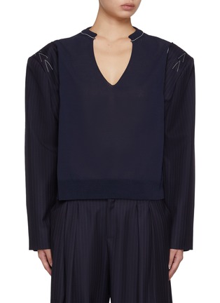 Main View - Click To Enlarge - SONIA CARRASCO - Hybrid V-Neck Sweater and Blazer