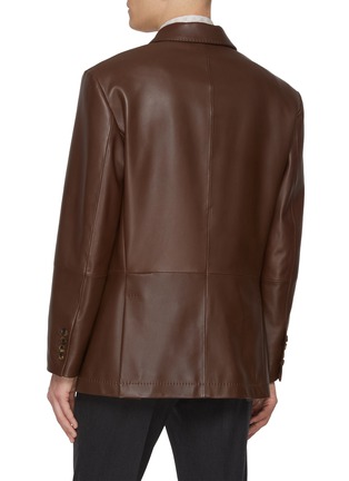 Back View - Click To Enlarge - BRUNELLO CUCINELLI - Peak Lapel Single Breasted Leather Blazer