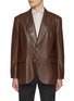 Main View - Click To Enlarge - BRUNELLO CUCINELLI - Peak Lapel Single Breasted Leather Blazer