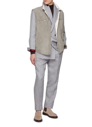 Figure View - Click To Enlarge - BRUNELLO CUCINELLI - Peak Lapel Double Breasted Linen Suit