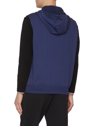 Back View - Click To Enlarge - BRUNELLO CUCINELLI - Contrast Piping Cotton Blend Hooded Vest