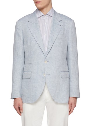 Main View - Click To Enlarge - BRUNELLO CUCINELLI - Notch Lapel Single Breasted Linen Blazer