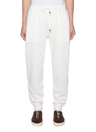 Main View - Click To Enlarge - BRUNELLO CUCINELLI - Drawstring Elasticated Cotton Blend Sweatpants