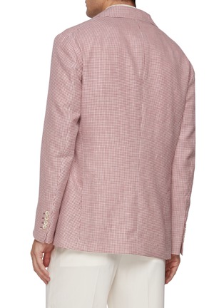 Back View - Click To Enlarge - BRUNELLO CUCINELLI - Houndstooth Single Breasted Wool Linen Silk Blazer